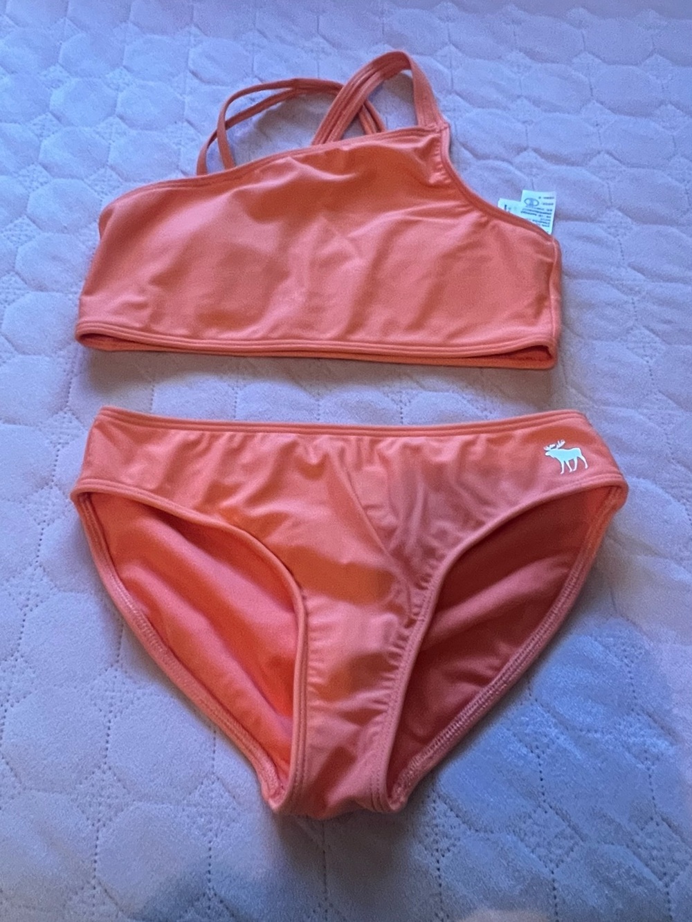 abercrombie kids Coral-Orange Crop Swim Top and Bikini Bottom